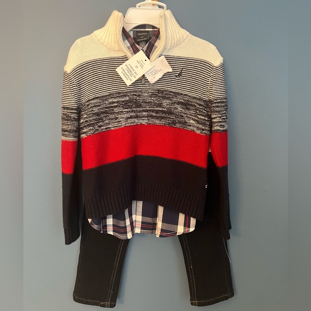 Nautica 3 piece boys (3T) outfit. Great for holidays, church, or school pics